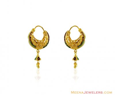 22Kt Basket  Hoops Gold Earrings ( Hoop Earrings )