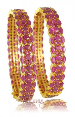 22Kt Gold Ruby Bangle (1 Pc) ( Precious Stone Bangles )