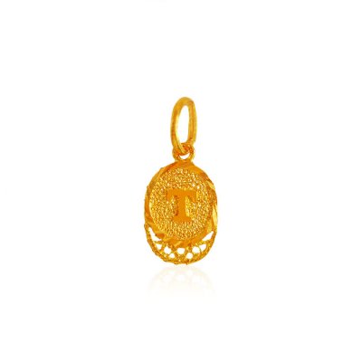 22k Gold  Initial T  Pendant  ( Initial Pendants )