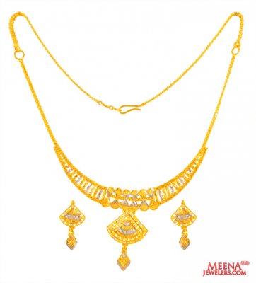 22 Karat Gold Two Tone Necklace Set ( Light Sets )