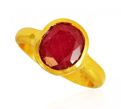 22K Gold Ring With Ruby ( Ladies Rings with Precious Stones )