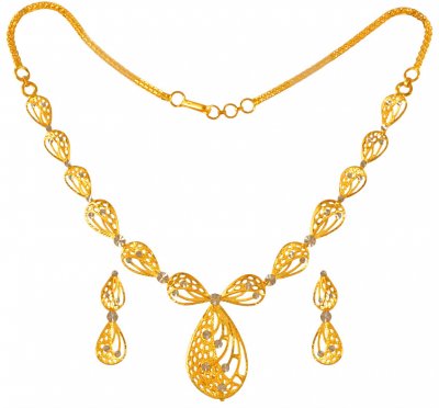 22 Kt Gold Two Tone Necklace Set  ( Light Sets )