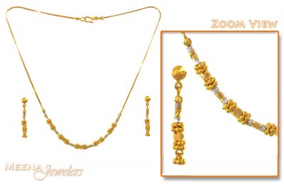 22K Yellow Gold Three Piece Necklace Set ( Light Sets )