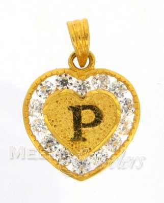 22Kt Gold Pendant with Initial(P) ( Initial Pendants )