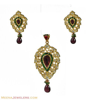 Indian Kundan Set (22K Gold) ( Antique Pendant Sets )