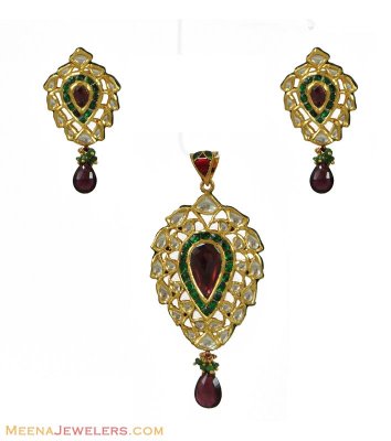 Indian Kundan Set (22K Gold) ( Antique Pendant Sets )