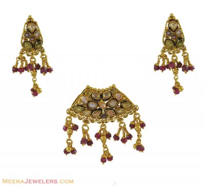 Gold Pendant Set (Antique finished) ( Antique Pendant Sets )