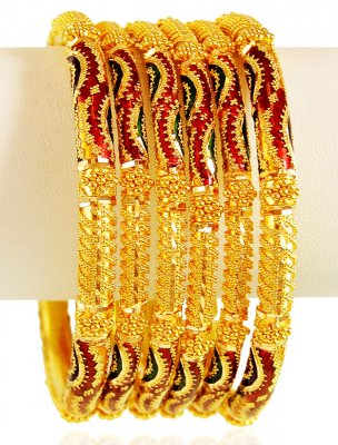 22Kt Gold Bangles 6PC ( Set of Bangles )