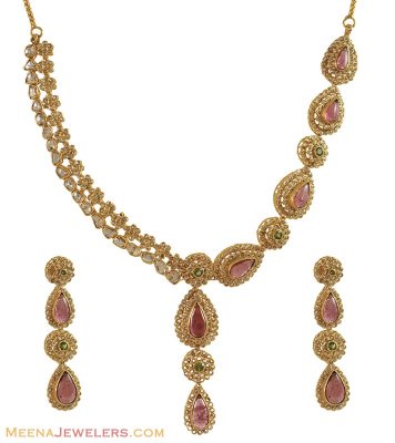 22k Fancy Diamond Set ( Diamond Necklace Sets )