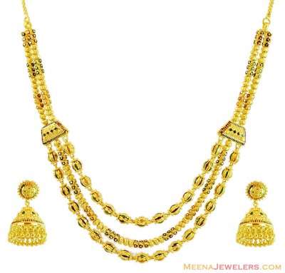 22K Layered Chain Meenakari Set ( 22 Kt Gold Sets )