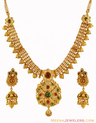 Antique Necklace Set 22k Gold ( Antique Necklace Sets )