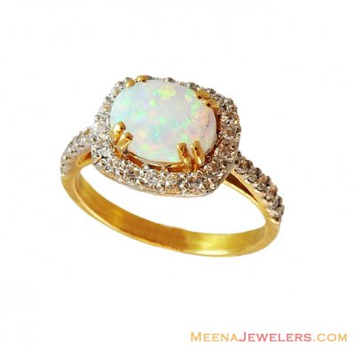 22K Designer Ladies Opal Ring ( Ladies Rings with Precious Stones )