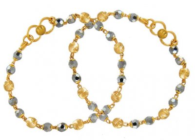 Gold Bracelet with Crystals ( Black Bead Bracelets )