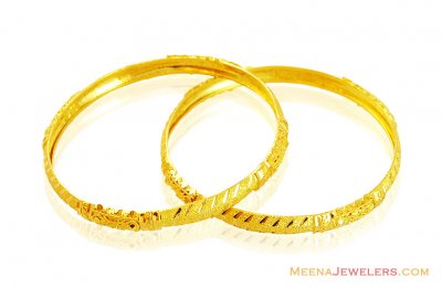 22k Fancy Gold Baby Kadas(Pair) ( Baby Bangles )