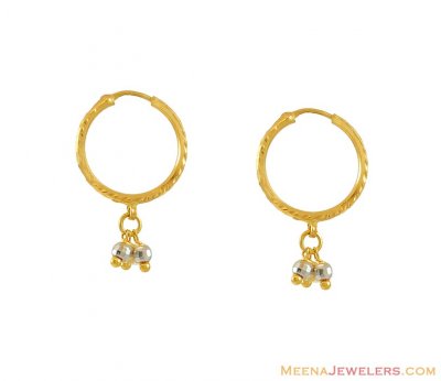 22k 2 Tone Baby Hoops  ( Hoop Earrings )