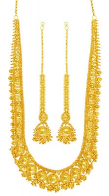 22K Gold Long Necklace Set ( 22 Kt Gold Sets )