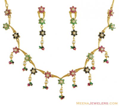 22k Precious Stone Combination Set ( Combination Necklace Set )
