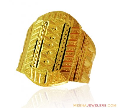 22k Fancy Wide Mens Ring ( Mens Gold Ring )