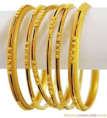 22K Dull Finished Bangles Set(6 pc) ( Set of Bangles )