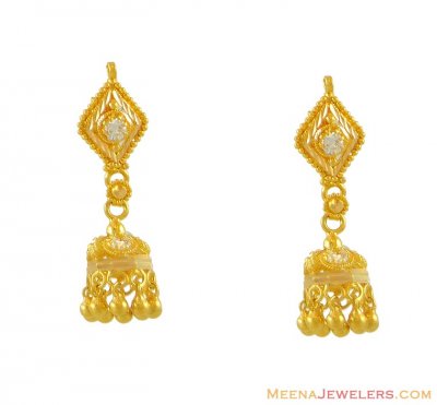 22Kt Gold Jhumka Earrings - ErFc8489 - 22Karat Gold Jhumka / Chandelier ...