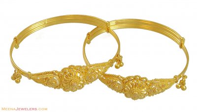 22k Filigree Baby Kadas(2 pcs) ( Baby Bangles )