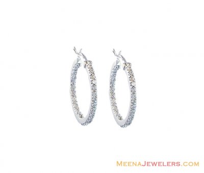 Cz Studded Gold Hoops 18k  ( Hoop Earrings )