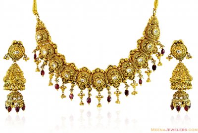 Designer Antique Necklace Set 22k ( Antique Necklace Sets )