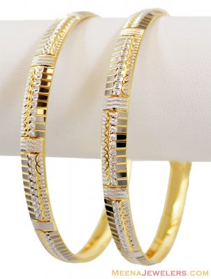 Designer Rhodium Machine Kadas 22k  ( Two Tone Bangles )