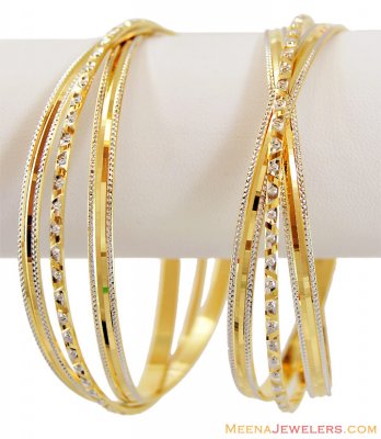 22k Designer 2 Tone Rhodium Bangles ( Two Tone Bangles )