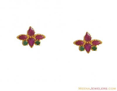 22Kt Semi Precious Earring ( Precious Stone Earrings )