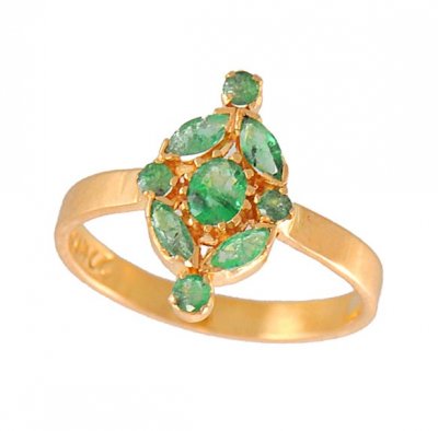 Gold Ring with Emerald ( Ladies Rings with Precious Stones )