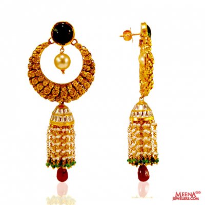 22 Kt Gold Chandbali Earrings ( 22Kt Gold Fancy Earrings )