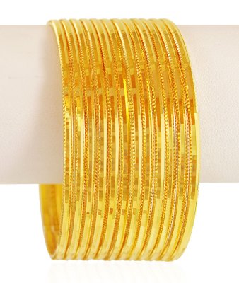 22K Machine Bangles Set (12 PC) ( Set of Bangles )