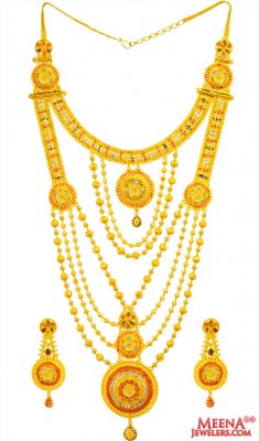 22 Kt Gold Bridal Necklace Set  ( Bridal Necklace Sets )