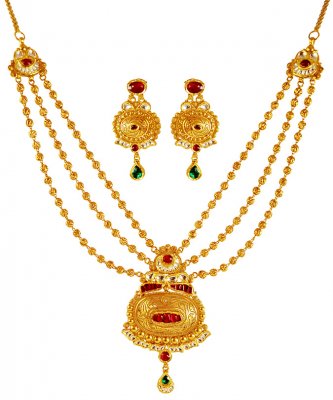 22K Gold Antique Necklace Set ( Antique Necklace Sets )