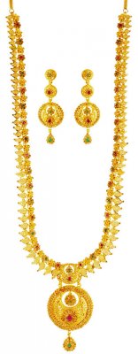 22 Karat Gold Long Necklace Set ( Gold Designer Sets )