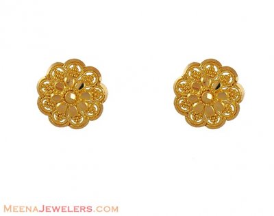 22K Gold Earrings  ( 22 Kt Gold Tops )