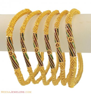 22k Meenakari Way Bangles Set ( Set of Bangles )