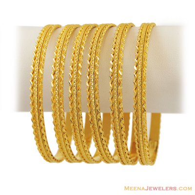 22k Yellow Gold Bangles (6 pcs) ( Set of Bangles )