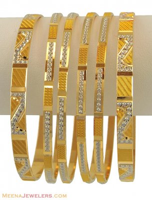 22K Laser 2tone Bangles Set ( Two Tone Bangles )