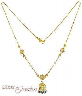22k Coloured Crystal Gold Chains ( Necklace with Stones )