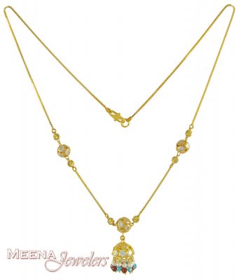 22k Coloured Crystal Gold Chains ( Necklace with Stones )