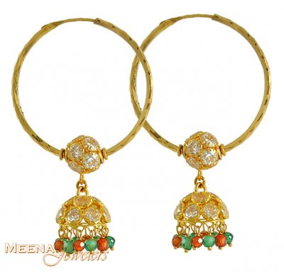 22Kt Gold Chandelier Hoops ( Hoop Earrings )
