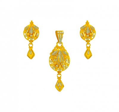 22 Karat Gold 2 Tone Pendant Set ( Gold Pendant Sets )