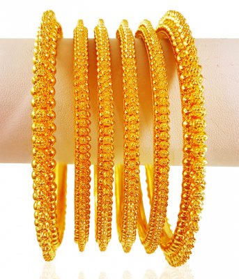 22 KT Gold Designer Bangles Set (6 PCs) ( Set of Bangles )