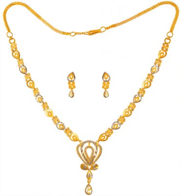 22Kt Gold Two Tone Necklace Set ( Light Sets )