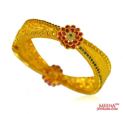 22 kt Gold Ruby and Emerald kada ( Precious Stone Bangles )