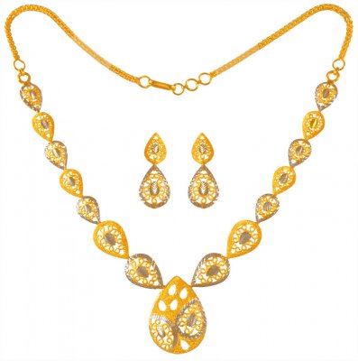 22 Karat Gold 2 Tone Necklace Set ( Light Sets )