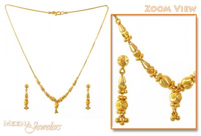 22K Yellow Gold Three Piece Necklace Set ( Light Sets )
