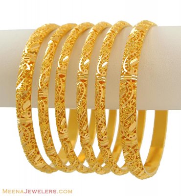 Gold Bangle Set (Set of 6) ( Set of Bangles )